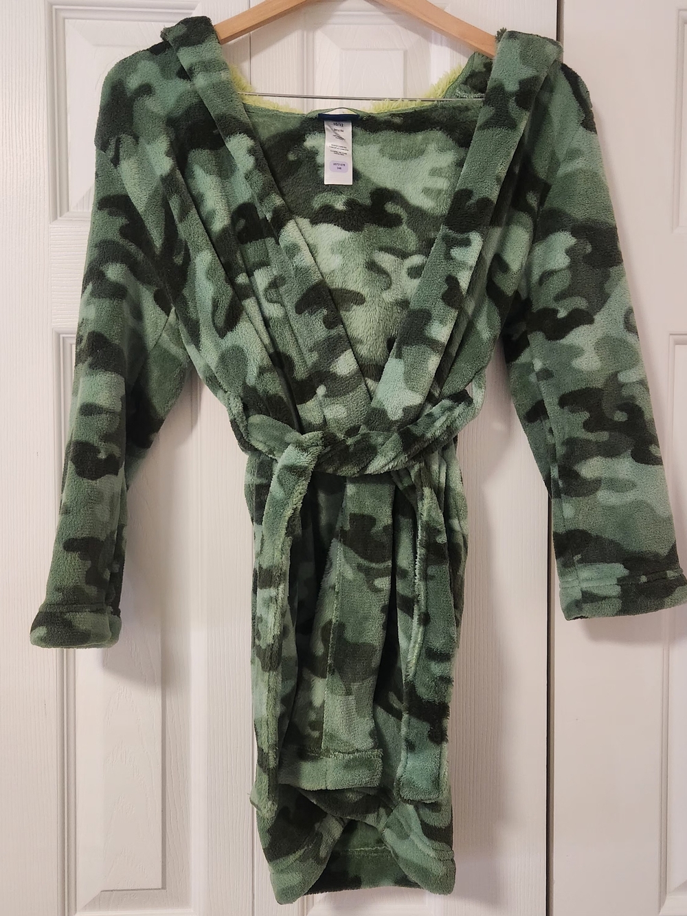 Kids Camo Hooded Pajama Robe - Green
